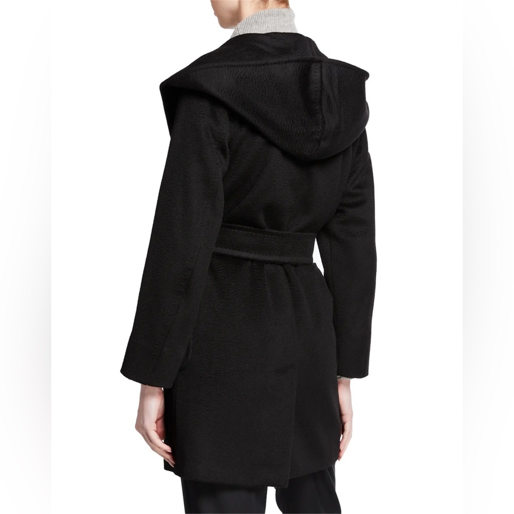 Max Mara Rialto 100% Camel Hair Black Short Hooded Coat Size 0 MSRP $3450 - Picture 4 of 12